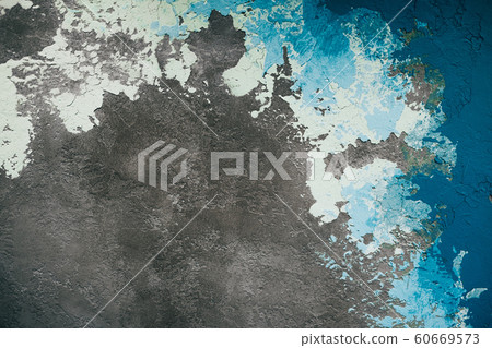 Wall with decorative plaster resembling picture of the sea. Wall with decorative plaster resembling picture of the sea. 60669573