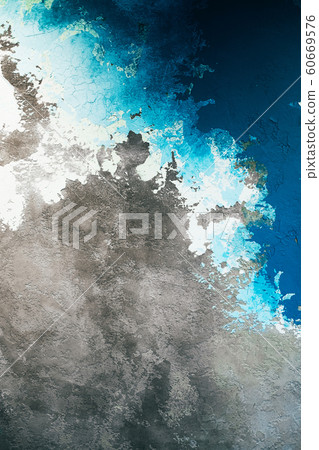 Wall with decorative plaster resembling picture of the sea. Wall with decorative plaster resembling picture of the sea. 60669576