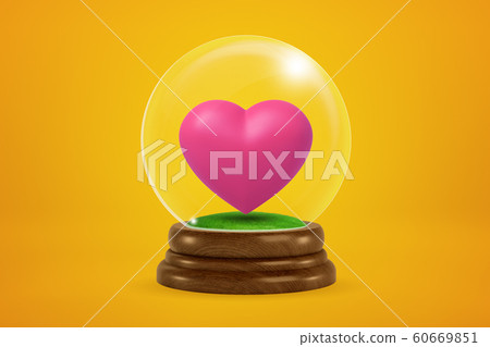 3d rendering of pink heart inside glass ball... - Stock Illustration ...