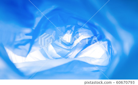 Full Frame Shot Of blue Curled Plastic Bag, 60670793