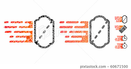 Express ticket Mosaic Icon of Uneven Elements 60671500