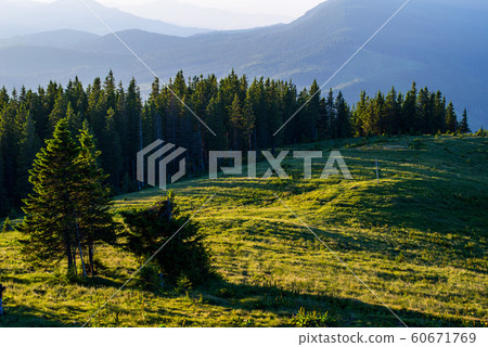 Blue sky and green hills 60671769