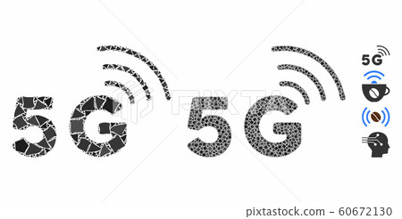 5G Mosaic Icon of Ragged Pieces 60672130