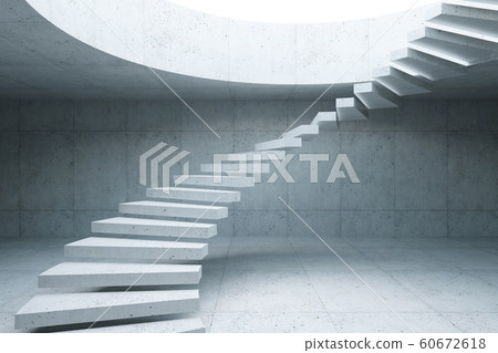 modern staircase in concrete interior, 3d modern staircase in concrete interior, 3d 60672618