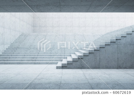 modern staircase in concrete interior, 3d 60672619
