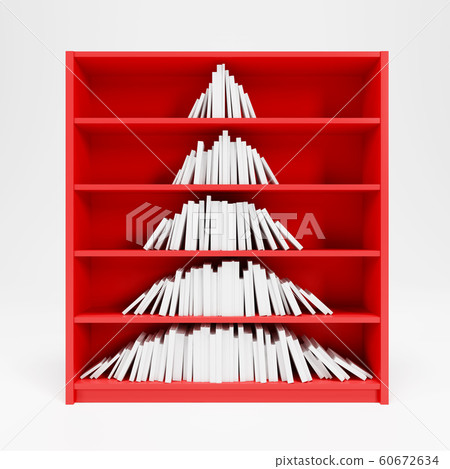 Christmas tree from books on the shelf 60672634