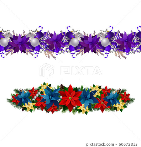 Christmas decorations with fir tree and decorations seamless border Christmas decorations with fir tree and decorations seamless border 60672812