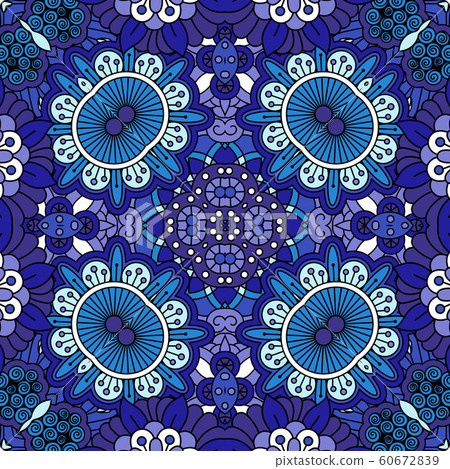 Floral blue decorative doolde background Floral blue decorative doolde background 60672839
