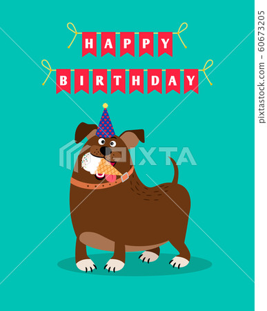 Funny dog and ice cream card 60673205