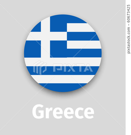 Greece flag, round icon with shadow Greece flag, round icon with shadow 60673425
