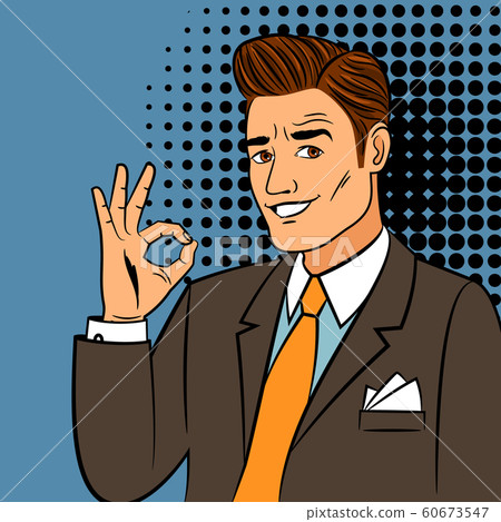 Pop art man showing okay sign Pop art man showing okay sign 60673547