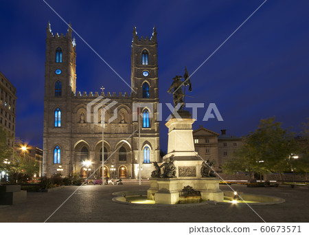 Notre-Dame Basilica in Montreal at night, Canada Notre-Dame Basilica in Montreal at night, Canada 60673571