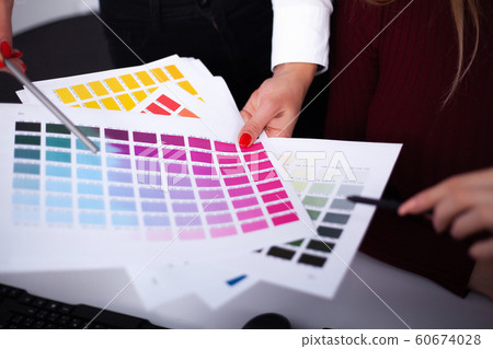 Woman Designer Working On Computer In Office on Modern Desktop Computer 60674028