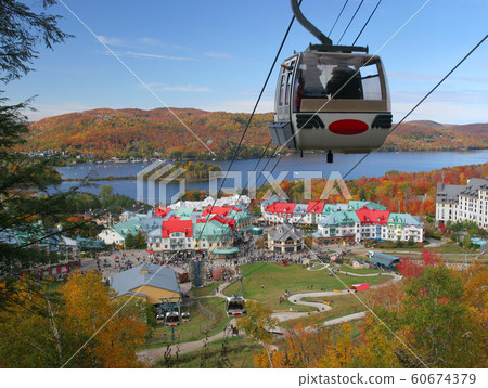 Mont Tremblant Lake and village in autumn, Quebec, Canada 60674379