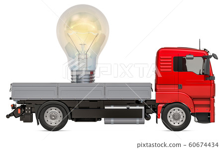 Truck with light bulb. Idea Delivery concept Truck with light bulb. Idea Delivery concept 60674434