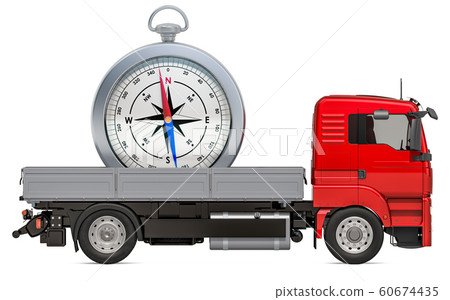 Truck with Compass, 3D rendering Truck with Compass, 3D rendering 60674435