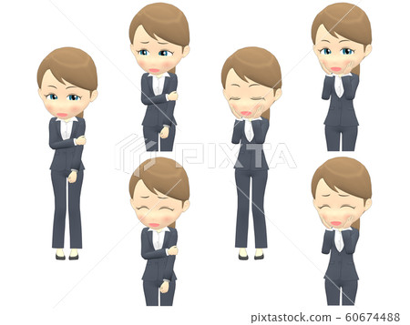 [A shy] Caucasian female suit Ponytail front 60674488