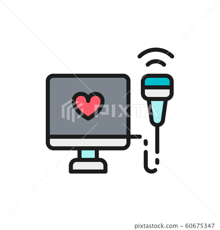 Echocardiogram, heart ultrasound color line icon. Isolated on white background 60675347