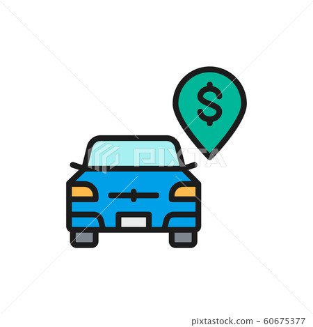 Vector paid parking, toll parking flat color line icon. Vector paid parking, toll parking flat color line icon. 60675377