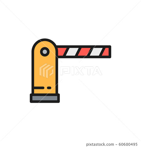 Automatic parking barrier flat color line icon. Isolated on white background Automatic parking barrier flat color line icon. Isolated on white background 60680495