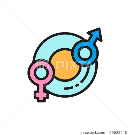 Child gender selection flat color line icon. Isolated on white background Child gender selection flat color line icon. Isolated on white background 60682448