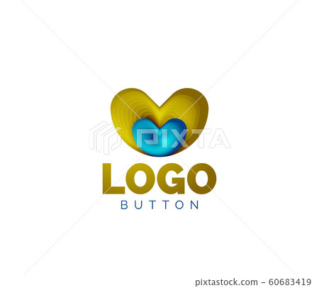 Abstract round shape logo template. Minimal geometrical design, 3d geometric bold symbol in relief style with color blend steps effect. Vector Illustration 60683419