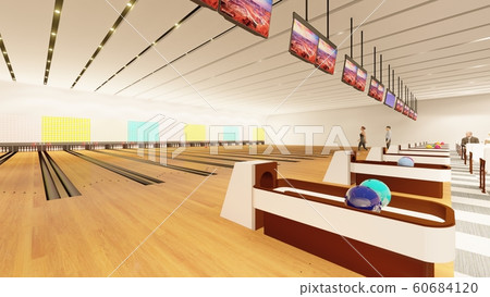 Bowling alley with people illustration 1-68 Bowling alley with people illustration 1-68 60684120