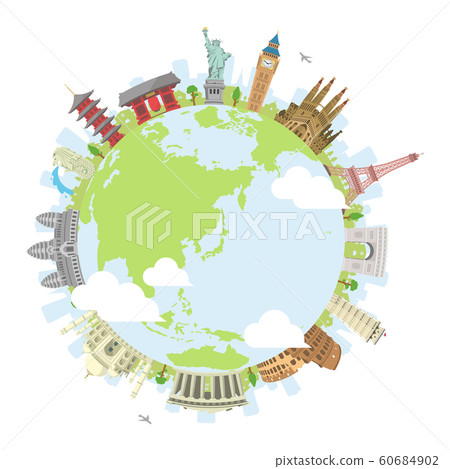 Famous buildings of the world (remains, buildings, world heritage) color circular banner / Overseas travel (Earth) Famous buildings of the world (remains, buildings, world heritage) color circular banner / Overseas travel (Earth) 60684902