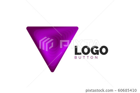 Triangle icon geometric logo template. Minimal geometrical design, 3d geometric bold symbol in relief style with color blend steps effect. Vector Illustration For Button, Banner, Background 60685410