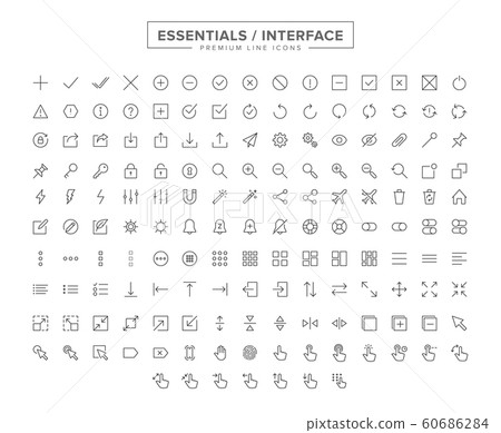 Essentials Interface line icon set - Stock Illustration [60686284] - PIXTA