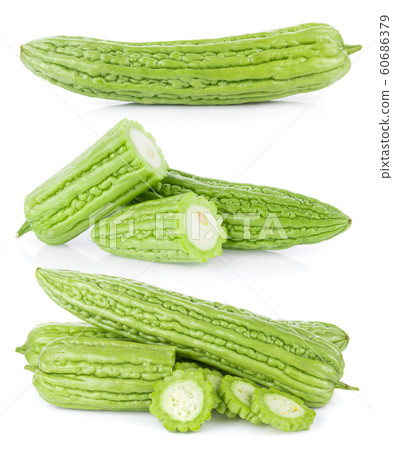 Momordica charantia on white background. Gourd 60686379