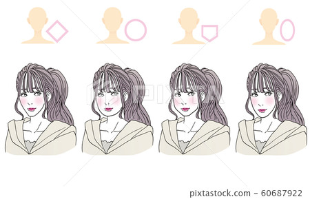 Hair style illustrations by face type Hair style illustrations by face type 60687922