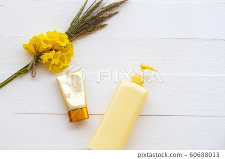 sunscreen spf50 cosmetics beauty makeup for skin face with body lotion of lifestyle woman relax sunscreen spf50 cosmetics beauty makeup for skin face with body lotion of lifestyle woman relax 60688013
