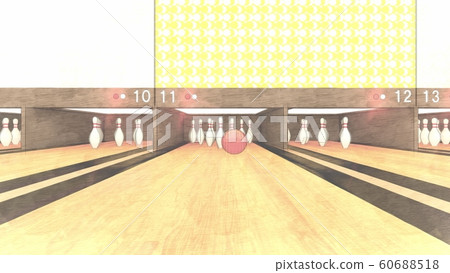 Bowling alley with people Illustration 2-11 60688518