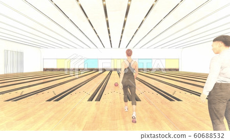 Bowling alley with people illustration 2-5 60688532