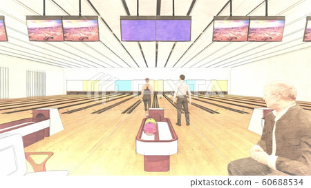 Bowling alley with people Illustration 2-3 60688534