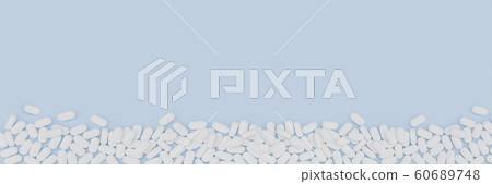 Long banner of white monochrome tablets on blue 60689748