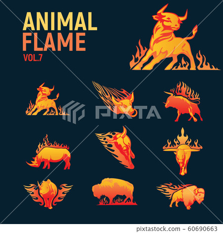 animal flame mascot set logo 60690663