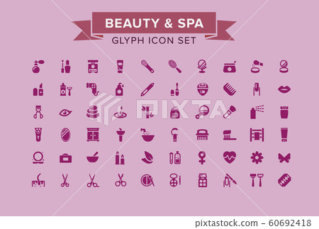 Beauty And Spa Glyph Icon Set. Beauty And Spa Glyph Icon Set. 60692418