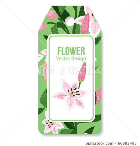 Tag with lilies flower pattern - Stock Illustration [60692498] - PIXTA