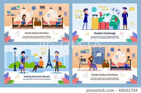 Students Exchange Program Flat Vector Banners Set Students Exchange Program Flat Vector Banners Set 60692784