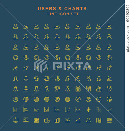 Users and Charts Line Icon Set. - Stock Illustration [60692863] - PIXTA