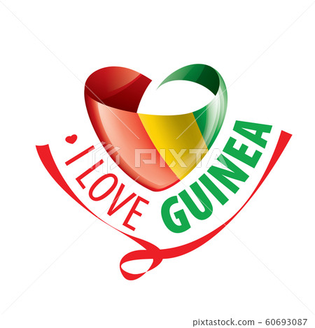 The national flag of the Guinea and the inscription I love Guinea. Vector illustration The national flag of the Guinea and the inscription I love Guinea. Vector illustration 60693087