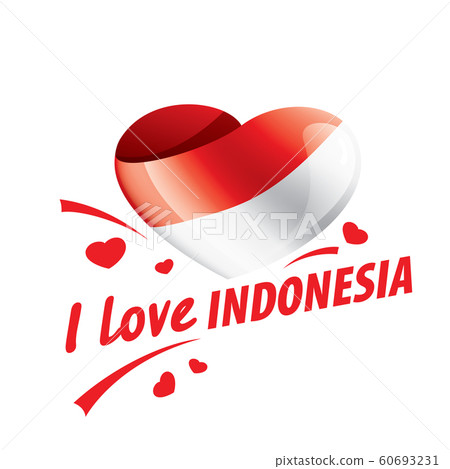 The national flag of the Indonesia and the inscription I love Indonesia. Vector illustration The national flag of the Indonesia and the inscription I love Indonesia. Vector illustration 60693231