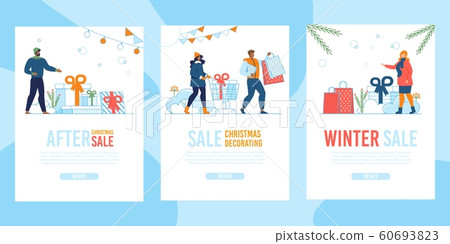 Winter Christmas Sale Flat Mobile Landing Page Set Winter Christmas Sale Flat Mobile Landing Page Set 60693823