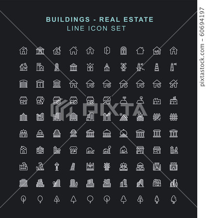 buildings Line Icon Set 60694197