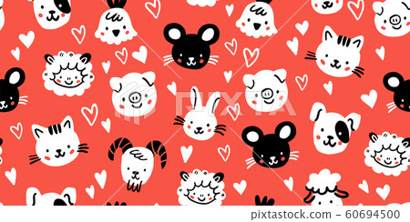 cute farm animals scandinavian seamless pattern 60694500