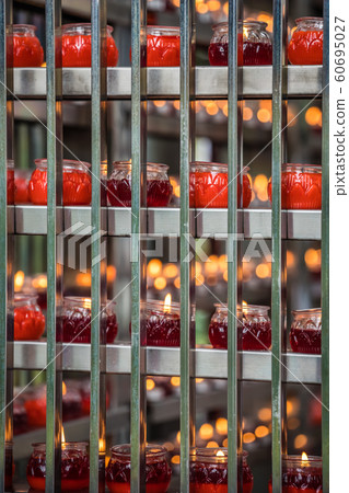 Fire burning in the memorial candles 60695027