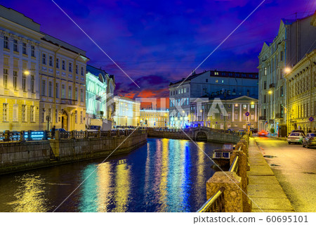 Moika's  Embankment, river in  Saint Petersburg.  60695101