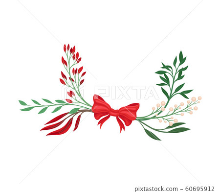 Winter Plant Elements Gathered in Vector Decorative Composition Winter Plant Elements Gathered in Vector Decorative Composition 60695912